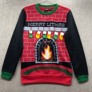 Mad Engine Merry Litmas Get Lit Ugly Christmas Sweater Size Medium